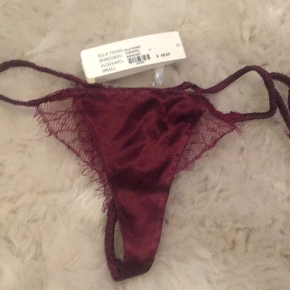 Naked Princess silk & lace Ella Thong burgundy S